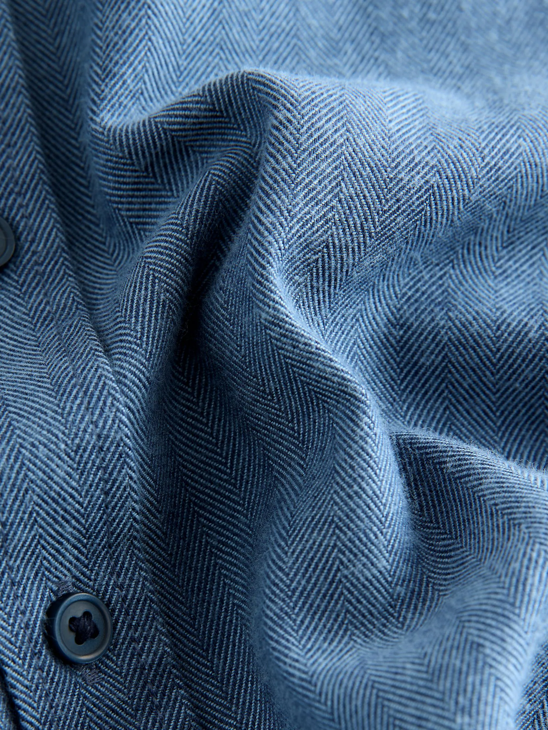 Blauw - Long Sleeve Herringbone Shirt (3-16yrs)