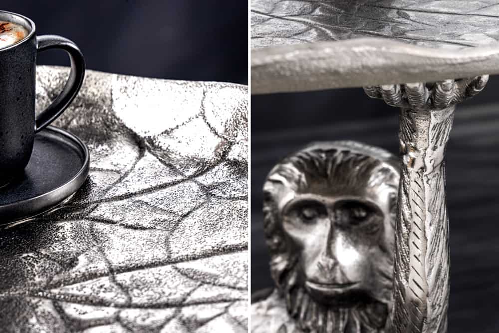 Design Beistelltisch WILDLIFE MONKEY 60cm silber Metall handmade
