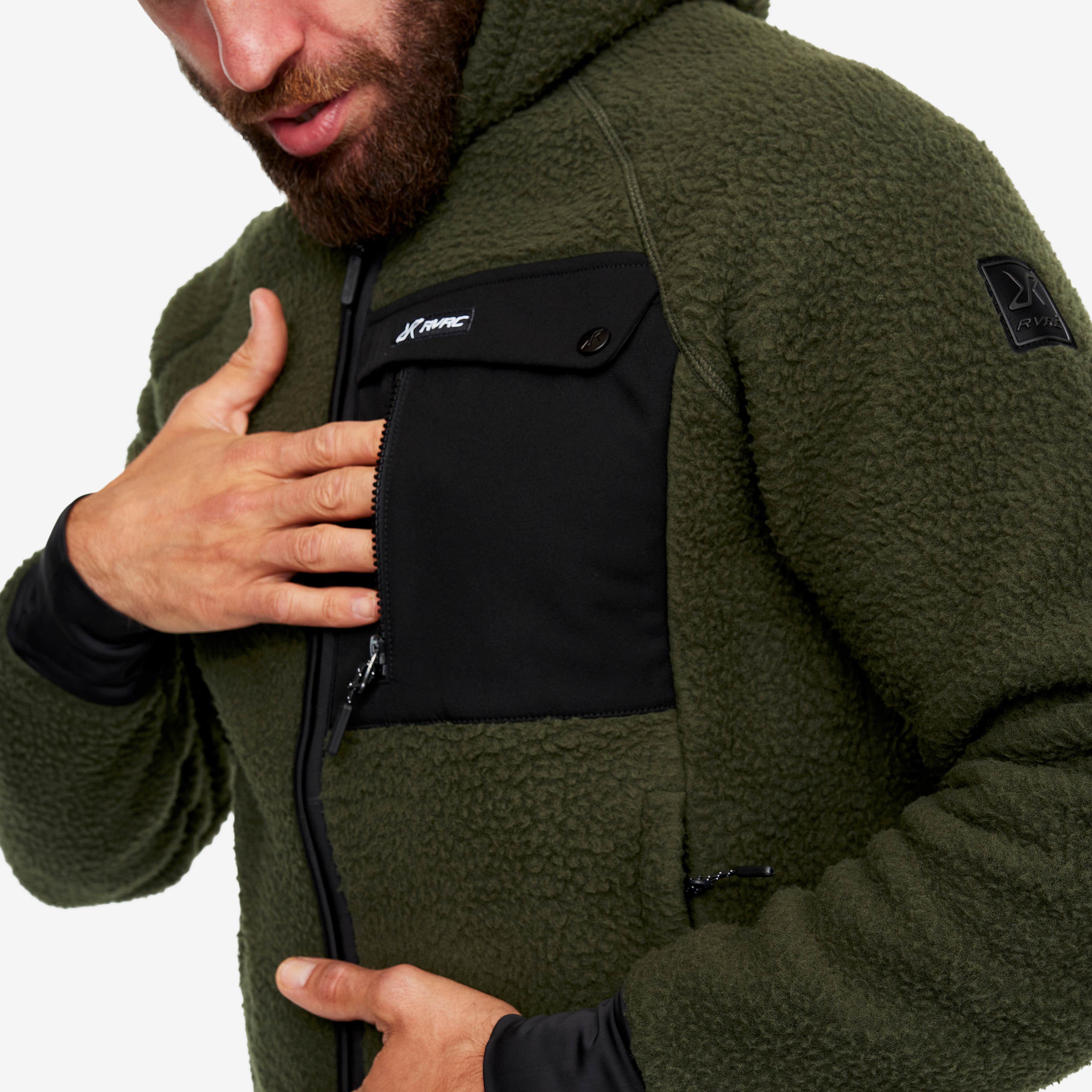 Sherpa Hoodie Herre Forest Night