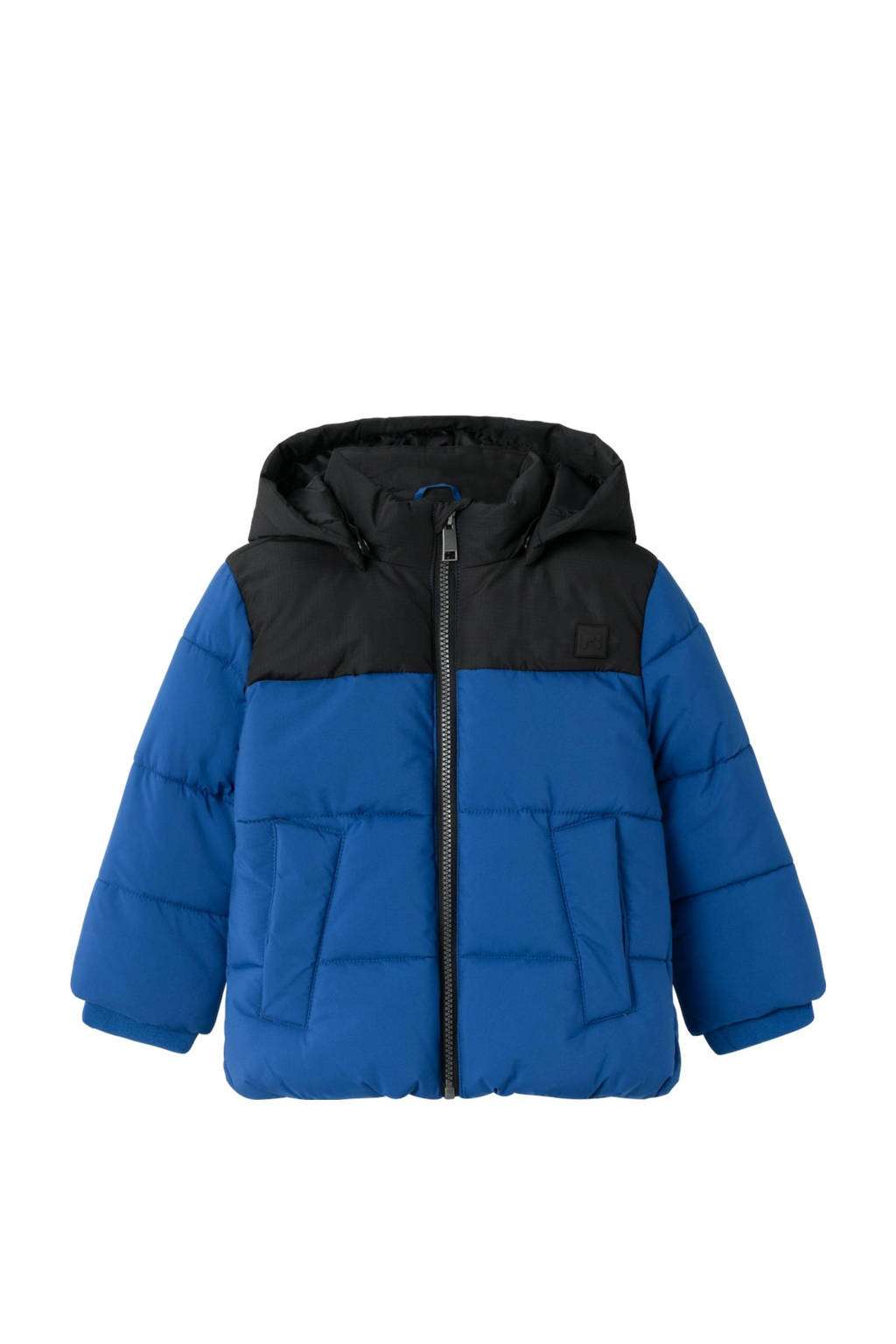 NAME IT gewatteerde winterjas NMMMORNING hardblauw/zwart