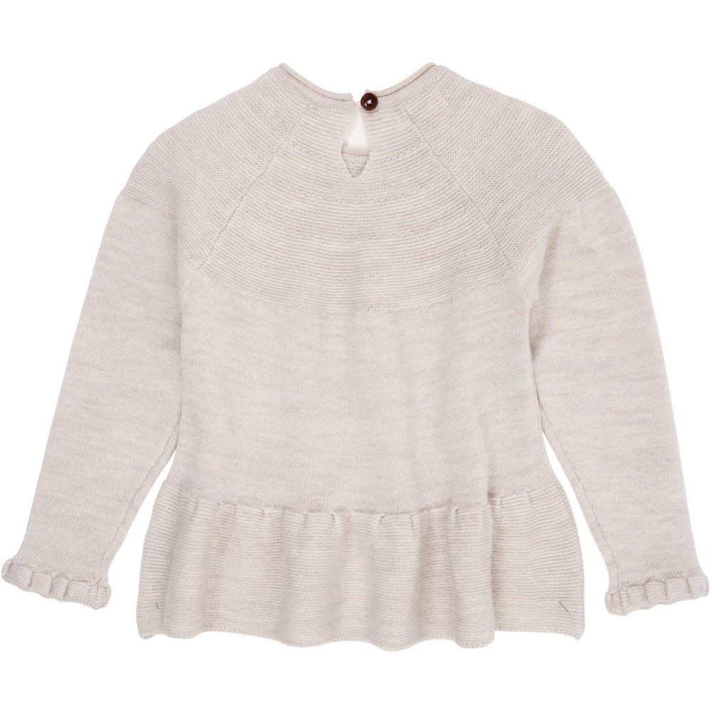 Pale Cream Melange Merino Strik Bluse