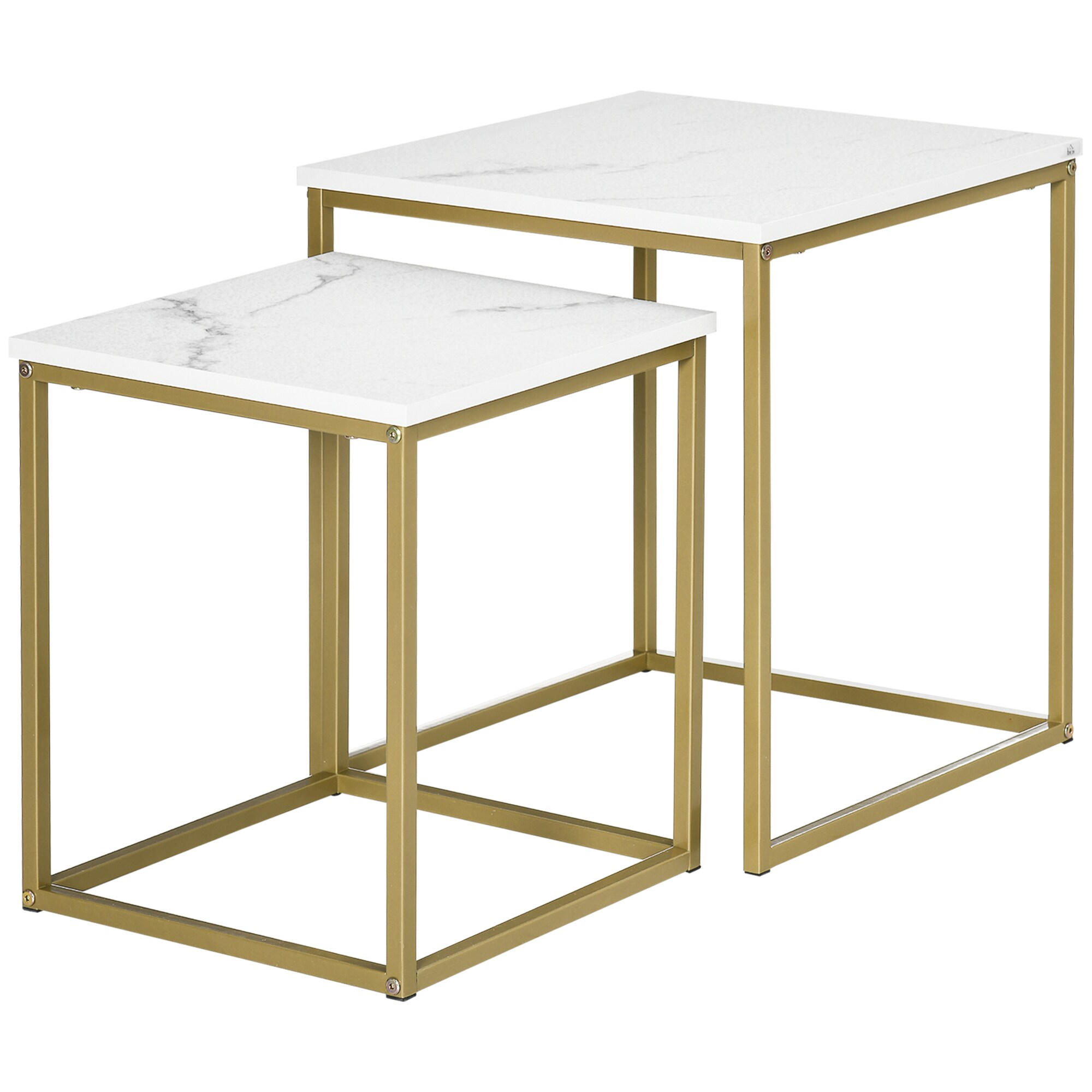 HOMCOM Couchtisch Set mit Marmoroptik weiß 45L x 45B x 50H cm
