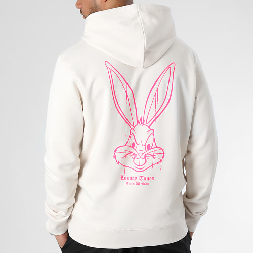 Sweat Capuche Angry Bugs Bunny Beige Rose Fluo