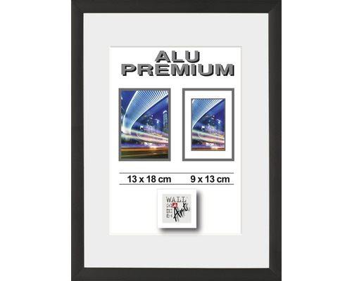 Aluminium fotolijst Duo zwart 13x18 cm