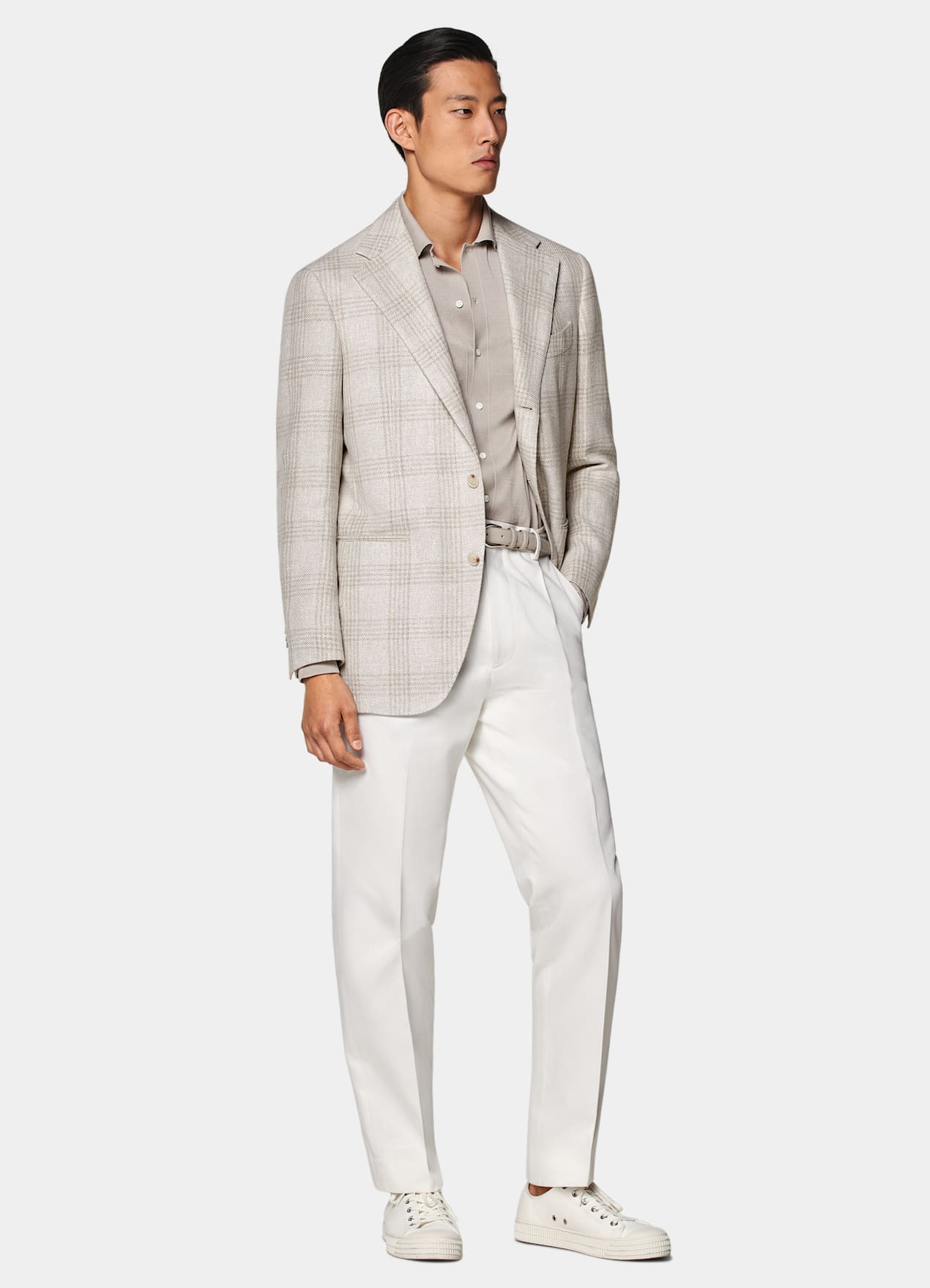 Blazer Roma coupe Relaxed taupe clair à carreaux