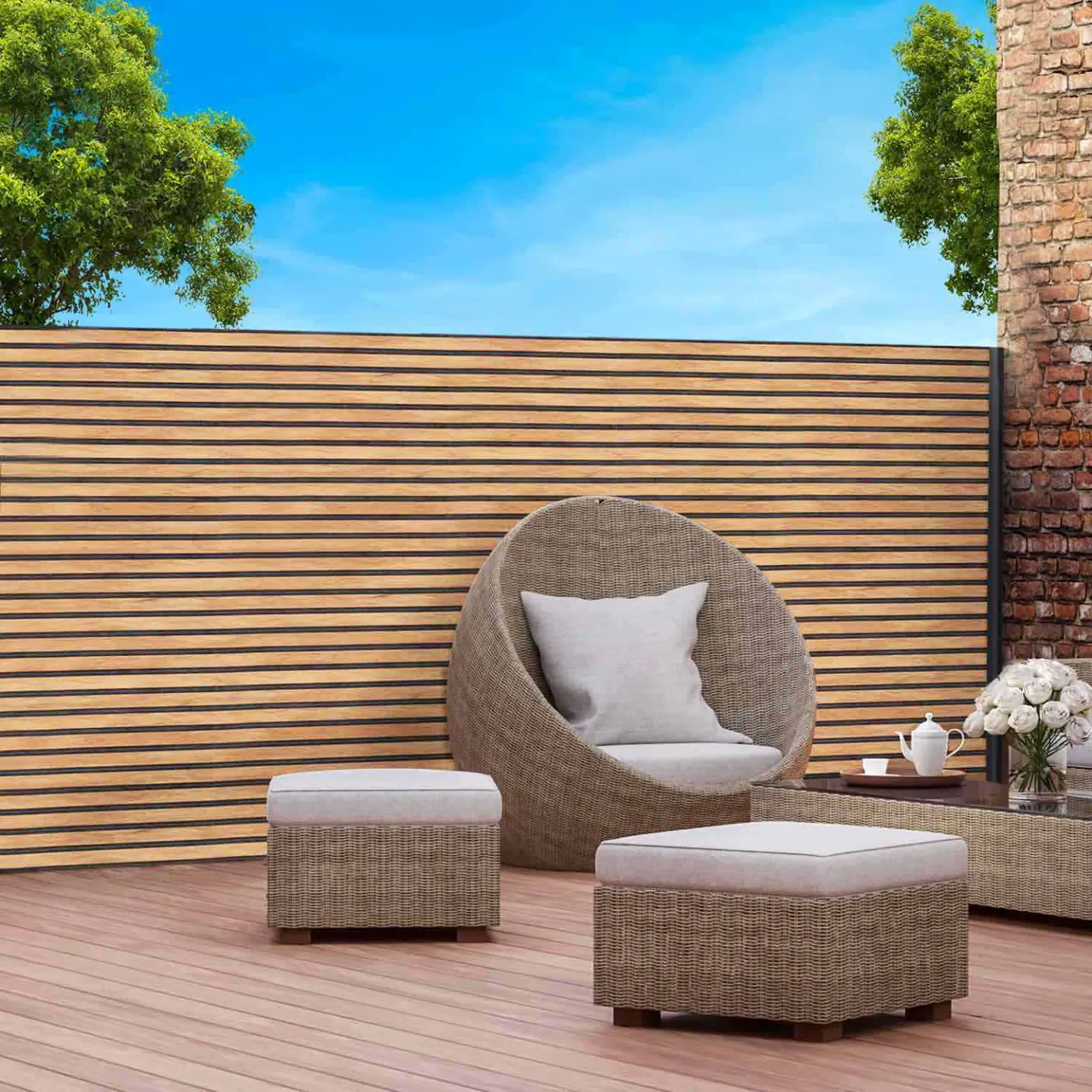 Brise vue occultant 1,5 x 10 M effet claustra en bois 160 gr/m²
