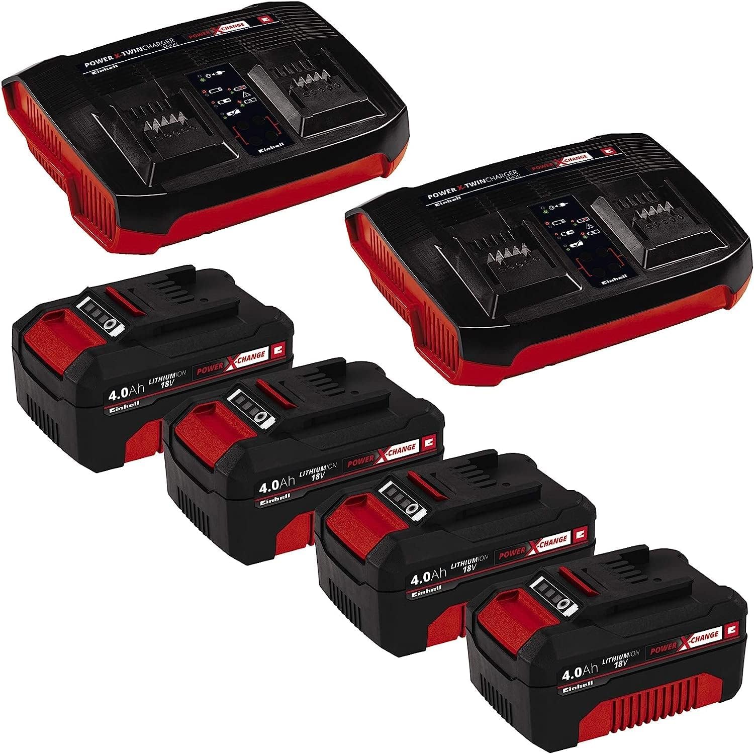 Einhell Akku-Rasenmäher GP-cm 36/47 S HW Li Kit Power X-Change (36 V, 47 cm Schnittbreite, bis 700 m², Brushless, Radantrieb, 75 L Fangkorb, inkl. 4X 4,0 Ah + 2X Twincharger)