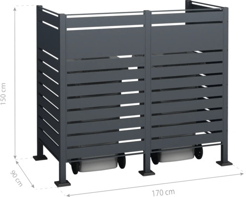 WESTMANN Planum opbergbox met 2 bakken, 170 x 90 x 150 cm, antraciet
