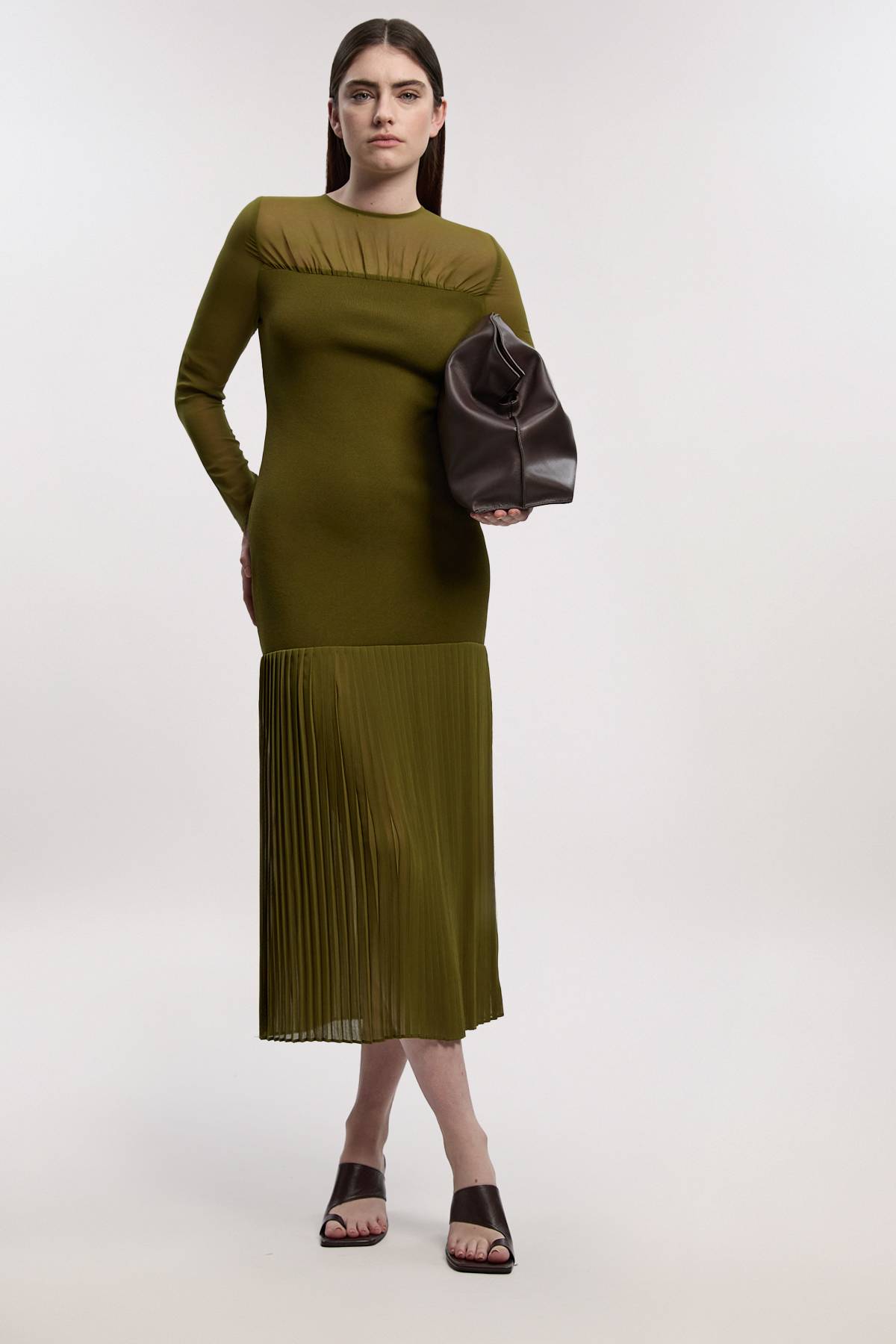 KarenMillen Figure Form Woven Bandage Knit Mix Dress
