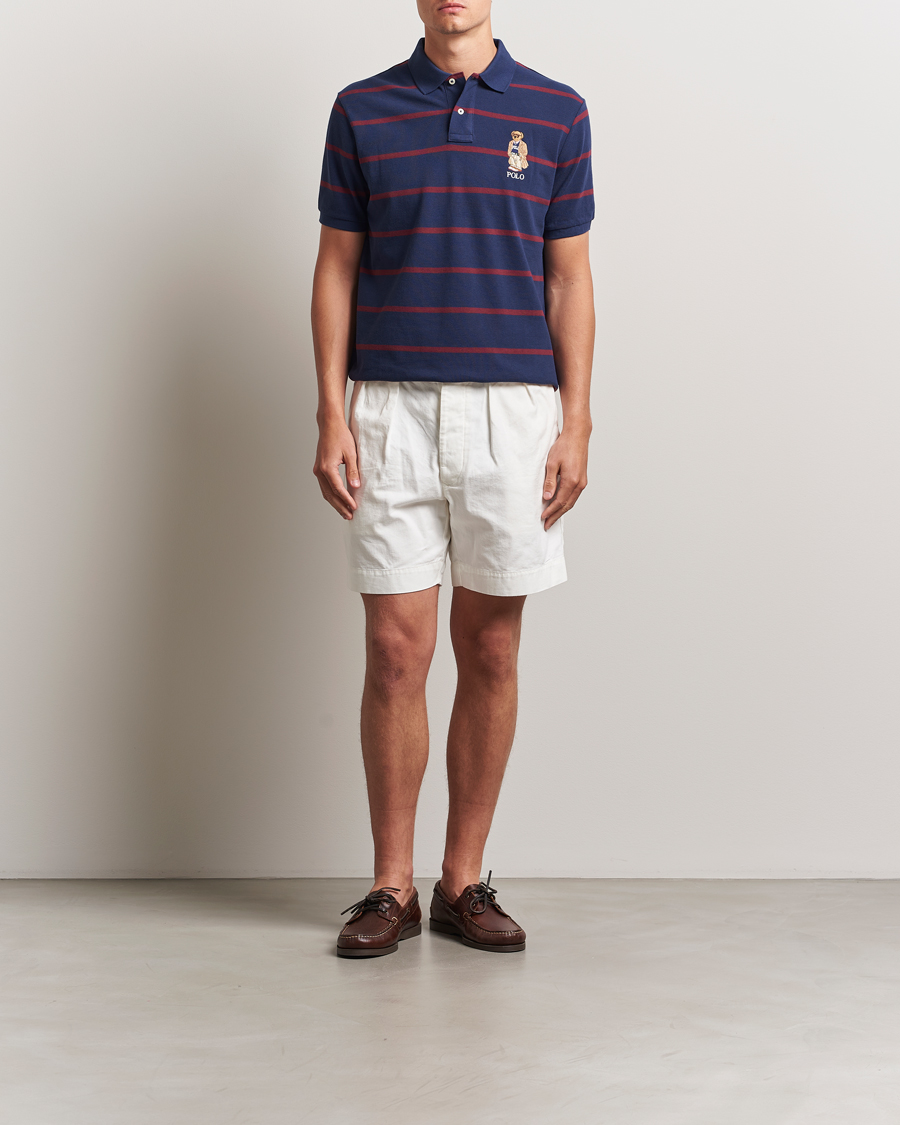 Polo Ralph Lauren Custom Slim Fit Bear Striped Polo Navy/Heritage Bear