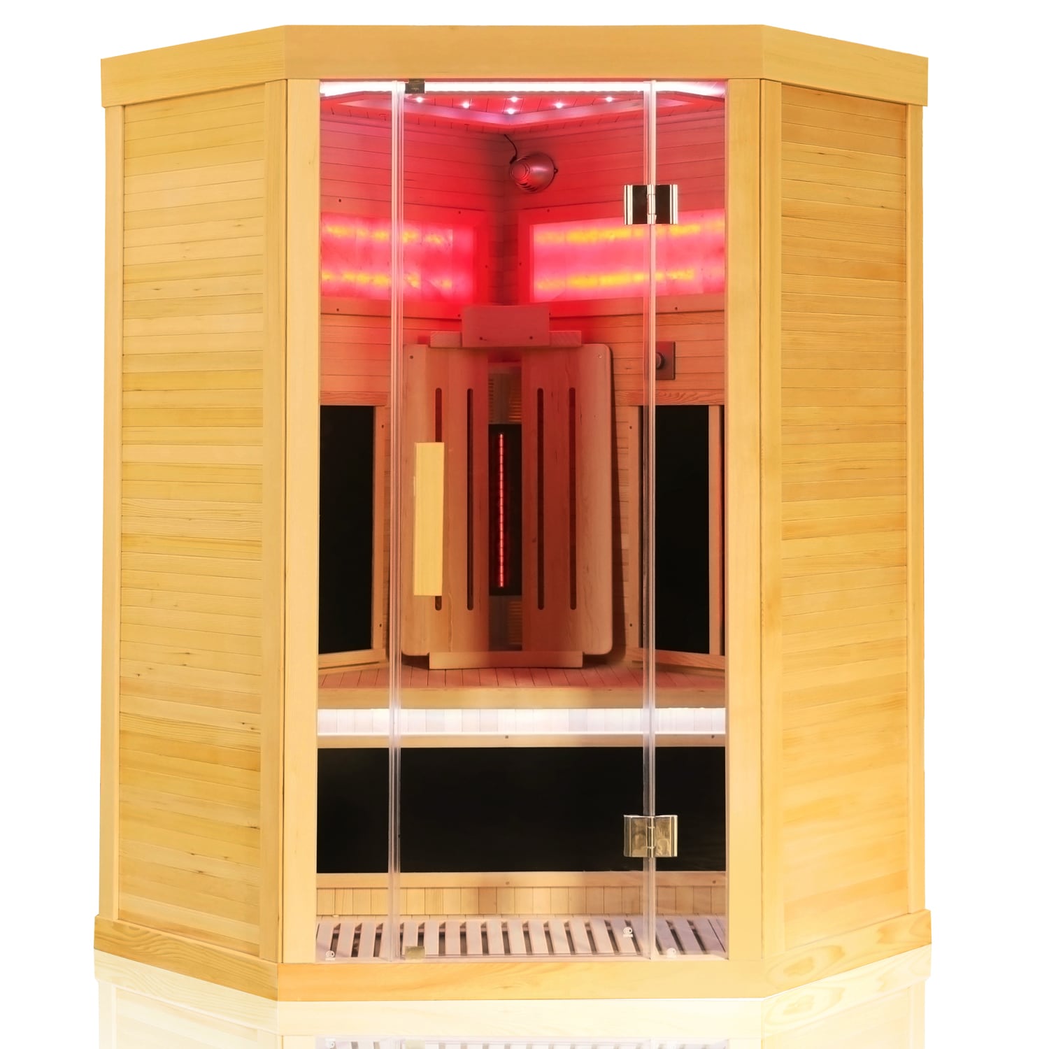 Dewello® Infrarotkabine Infrarotsauna SALTCOATS 120cm x 120cm inkl. 3 Vollspektrumstrahler, 4 Karbonstrahler, 2 Personen