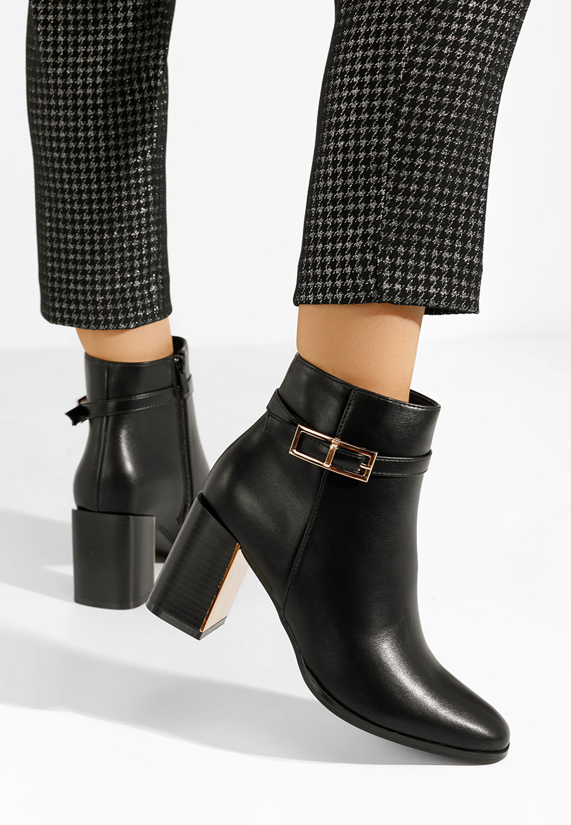 Bottines à gros talon noires Zeyla
