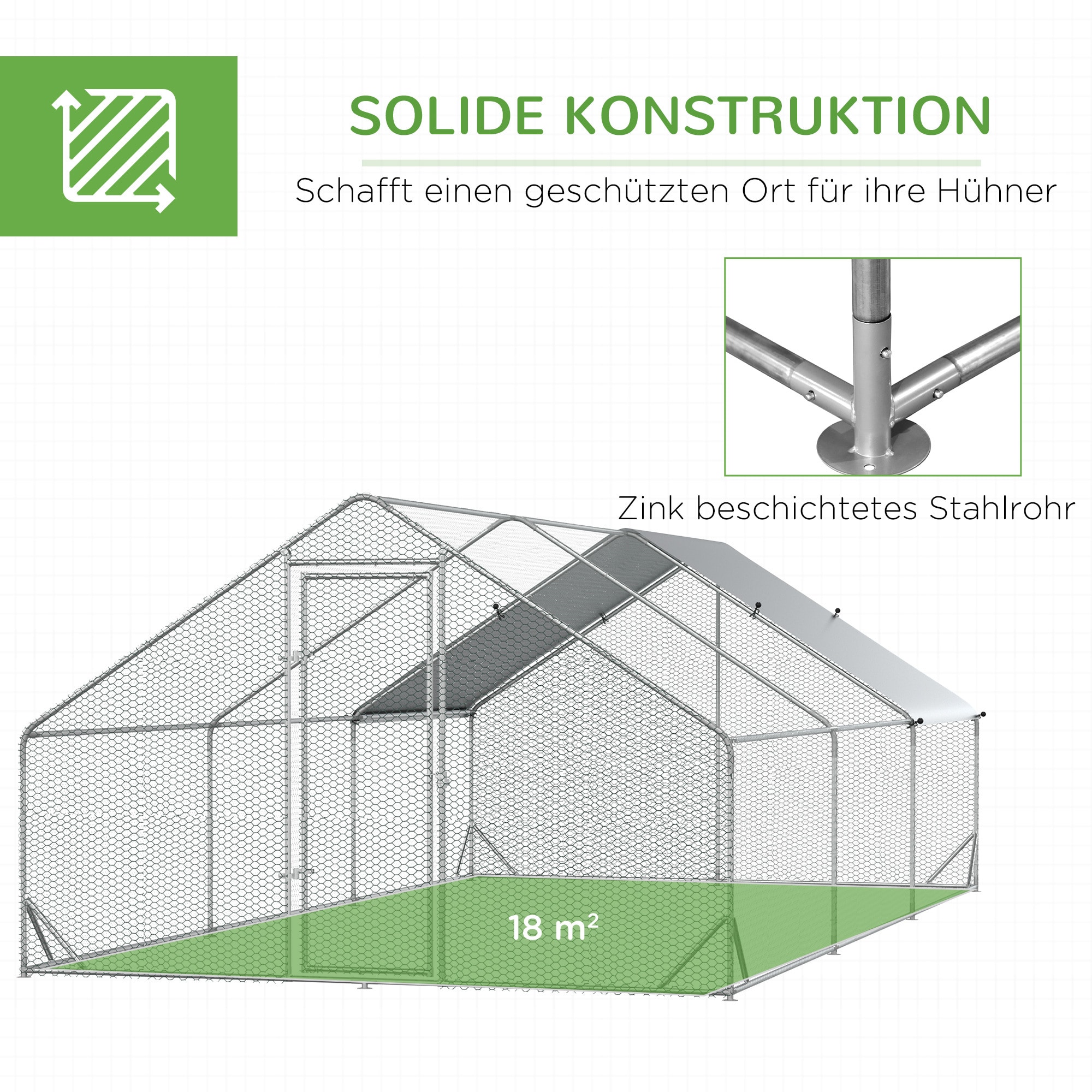 PawHut Hühnerstall mit Plane bunt 300L x 600B x 200H cm