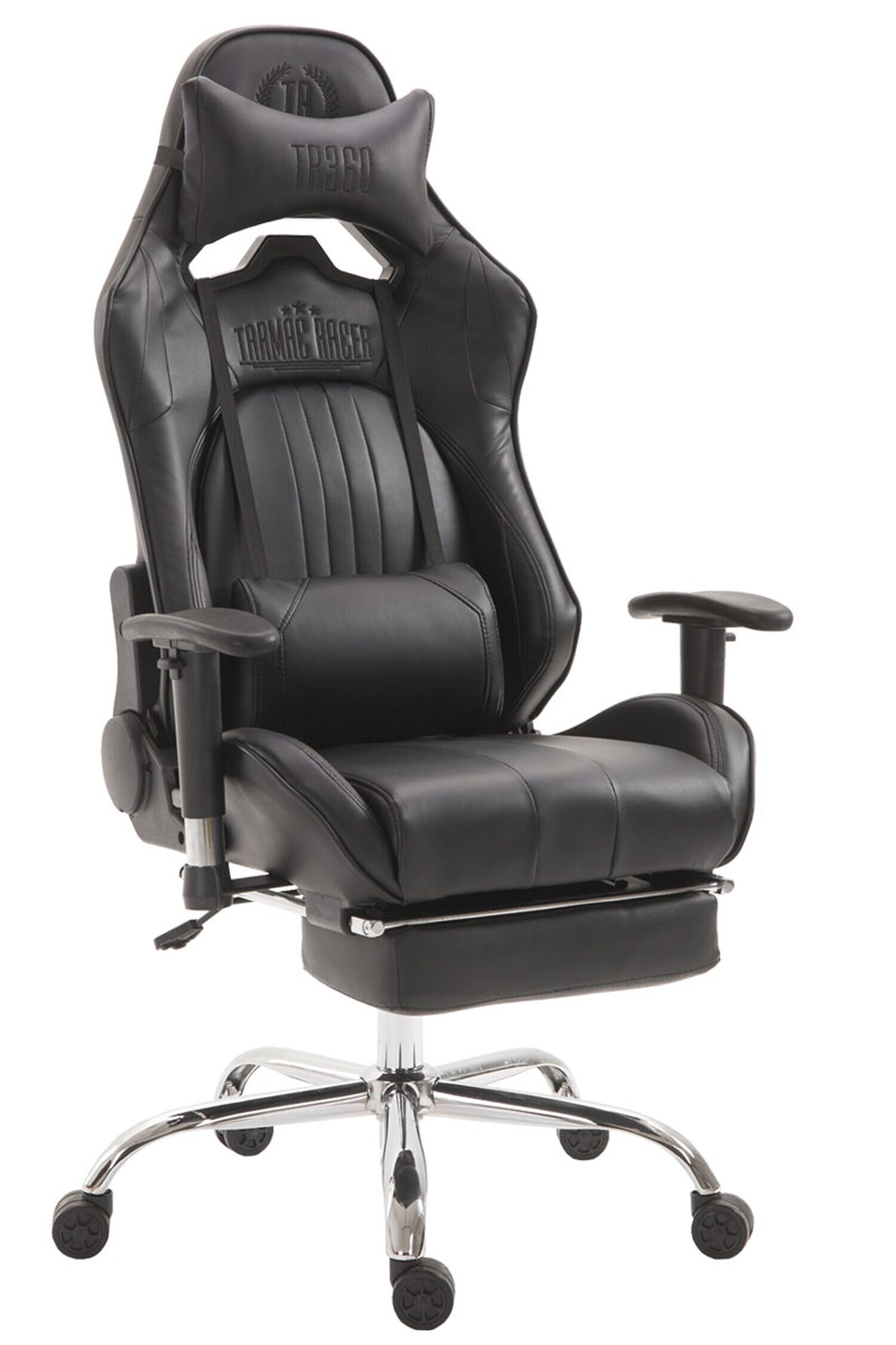 TPFLiving Racing Bürostuhl Limitless mit FußablageSchwarz/Blau