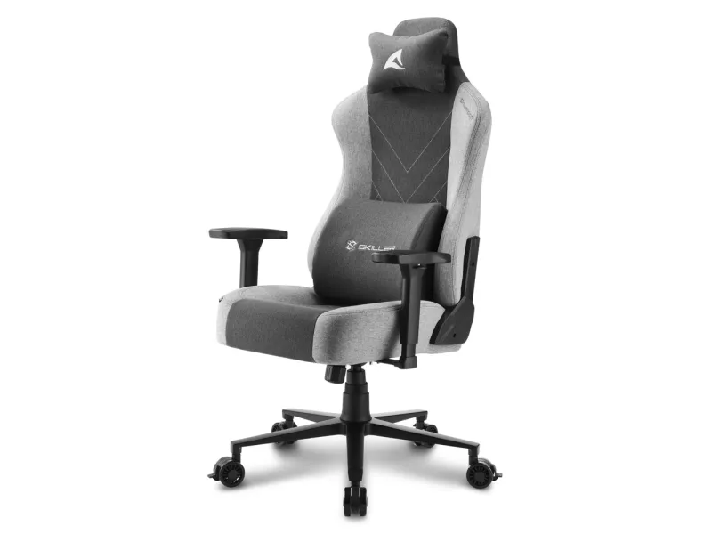 Sharkoon Skiller SGS30 - Spillestol - ergonomisk - høj ryg - armstøtter - T-formet - vippe - drejeled - tekstil, aluminiumlegering, højdensistets støbt skum, stålramme - grå, sort