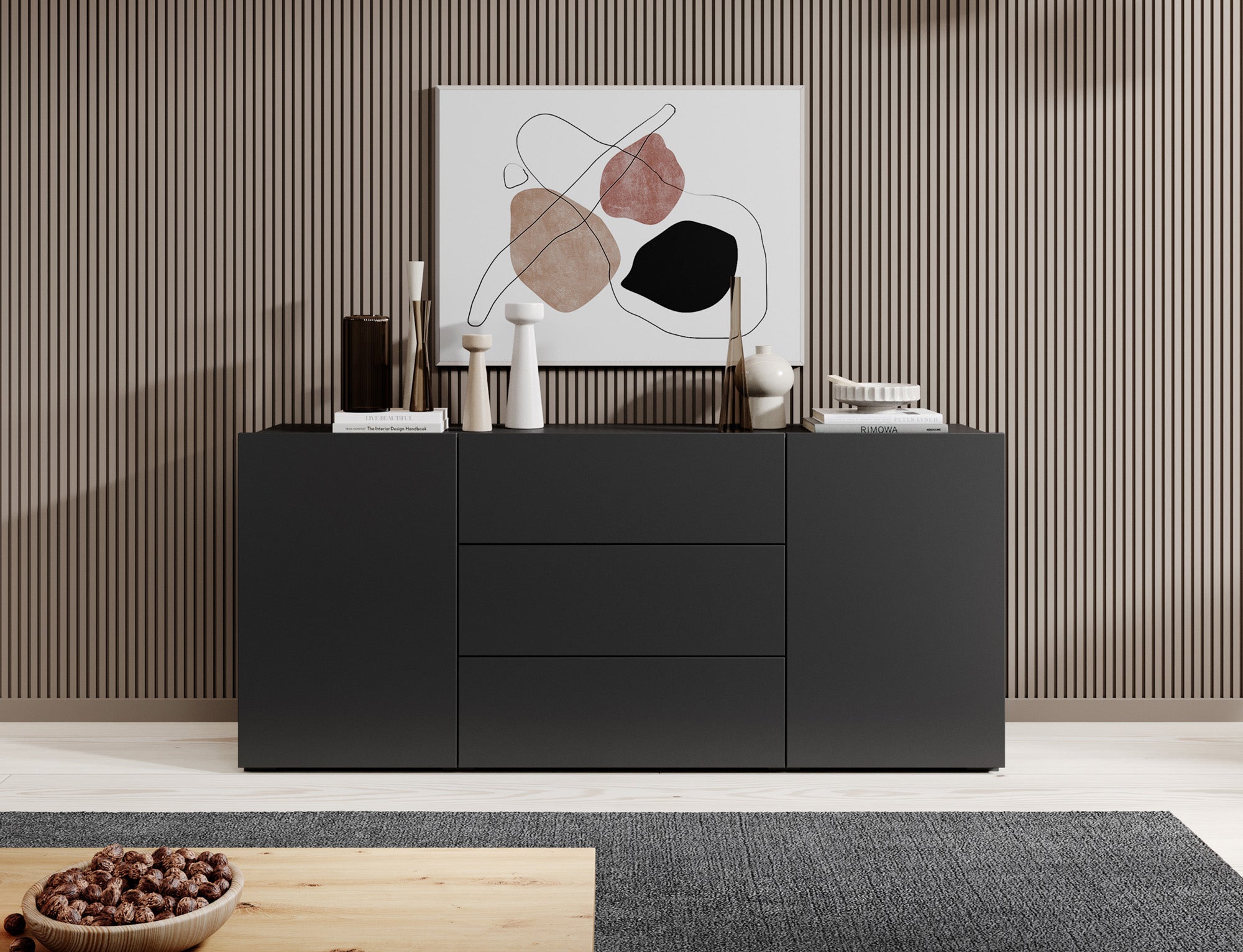 Asilento - Dressoir - Zwart - 140x35x60 cm