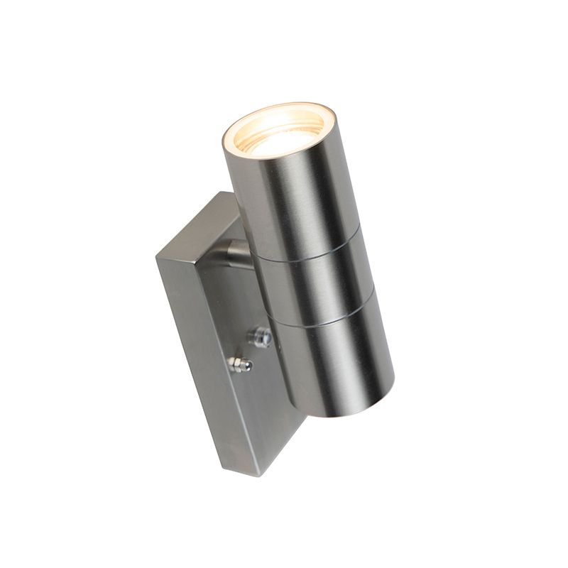 Buiten wandlamp staal 2-lichts IP44 met schemersensor - Duo