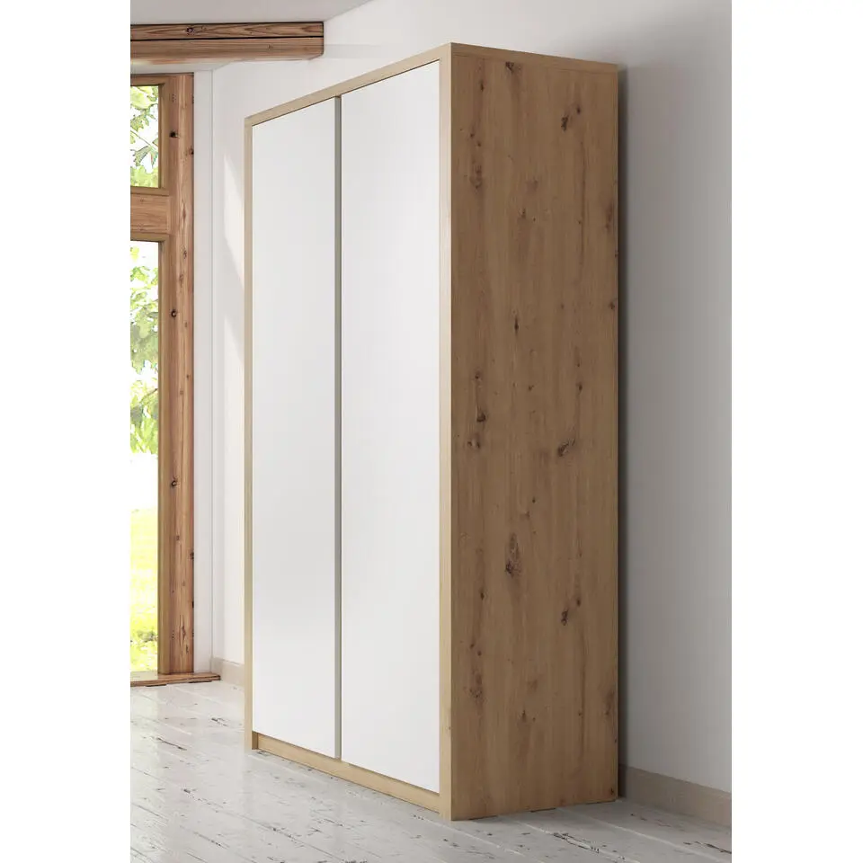 Meubella - Kledingkast Melody - Wit - Eiken - 90 cm