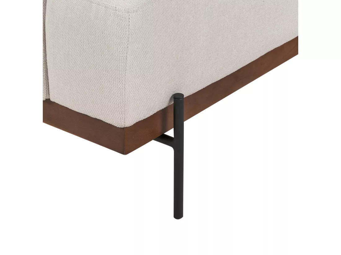 Canapé d'Angle droite Style Minimaliste 3 Places en Tissu Beige et Pieds Métal Mariferd