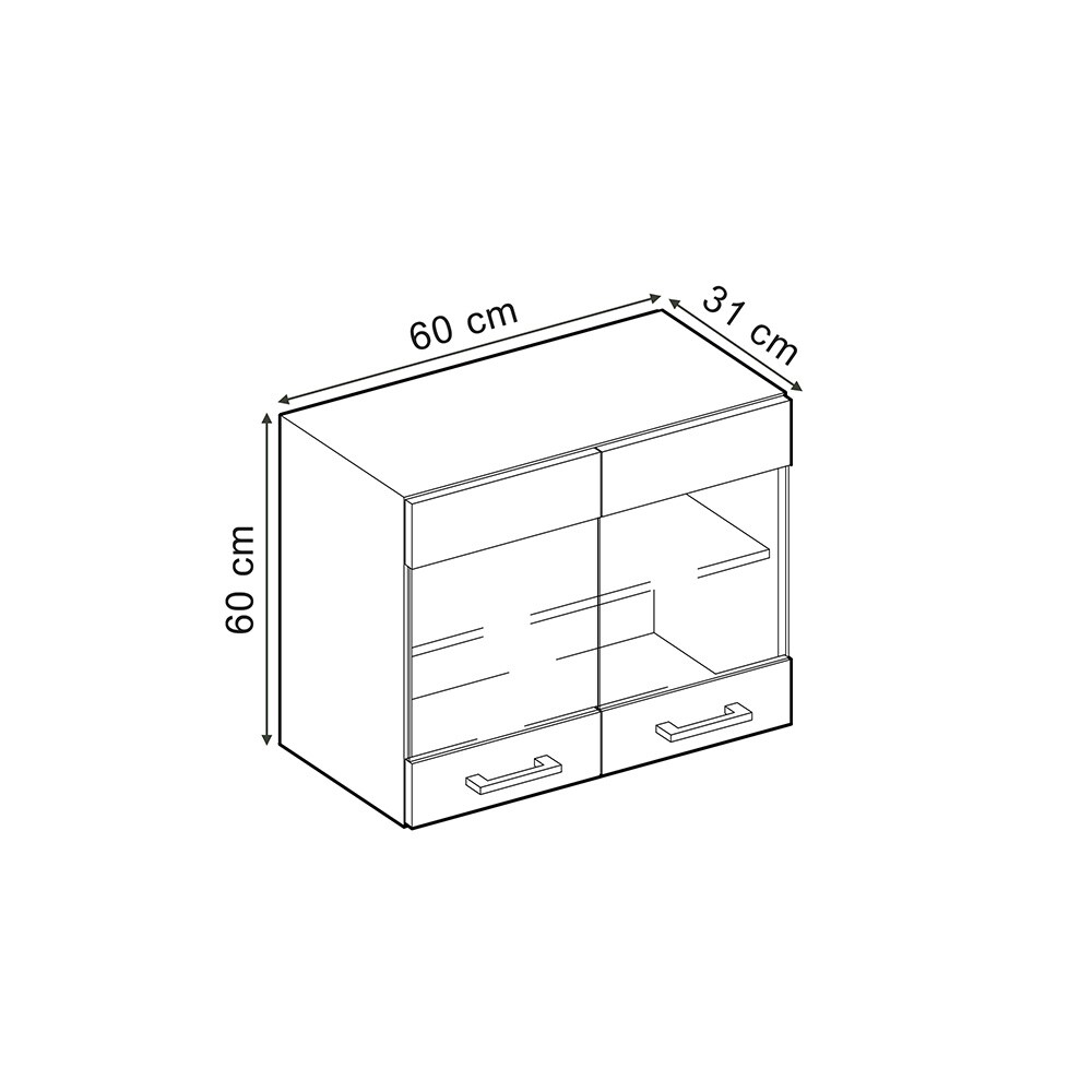 Vicco Glashängeschrank Küchenschrank R-Line Solid Weiß Blau Grau 60 cm modern