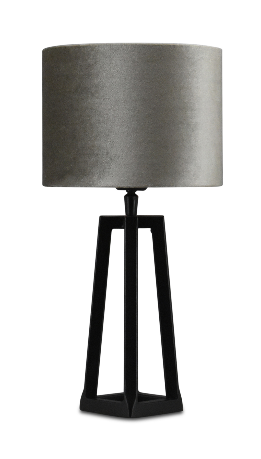 Tafellamp Lorenzo zwart small + kap Cilinder 20x20x15cm Fendi velours taupe ( taupe binnenkant )