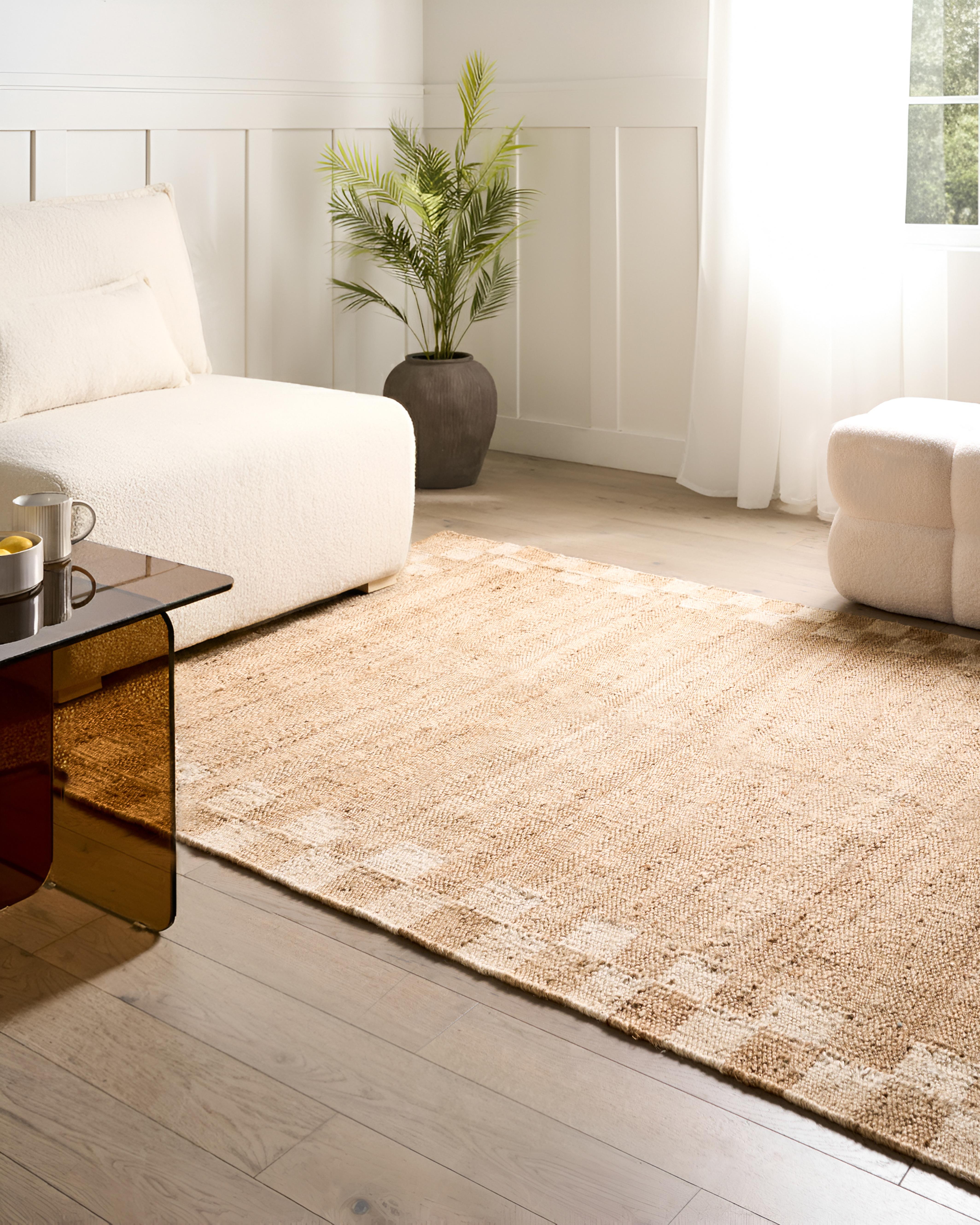 Vloerkleed BEED Lichtbeige 160 x 230 cm Jute