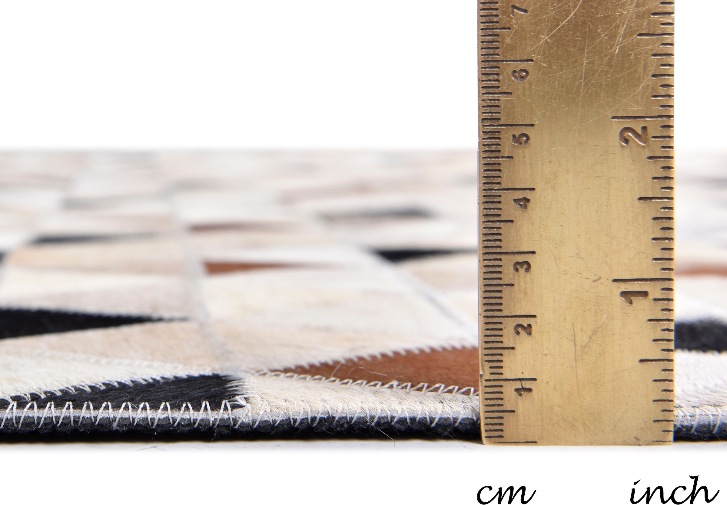 THEKO Fellteppich »Kobe« rechteckig 3 mm Höhe Patchwork, handgenäht, echtes Rinderfell in Naturtönen