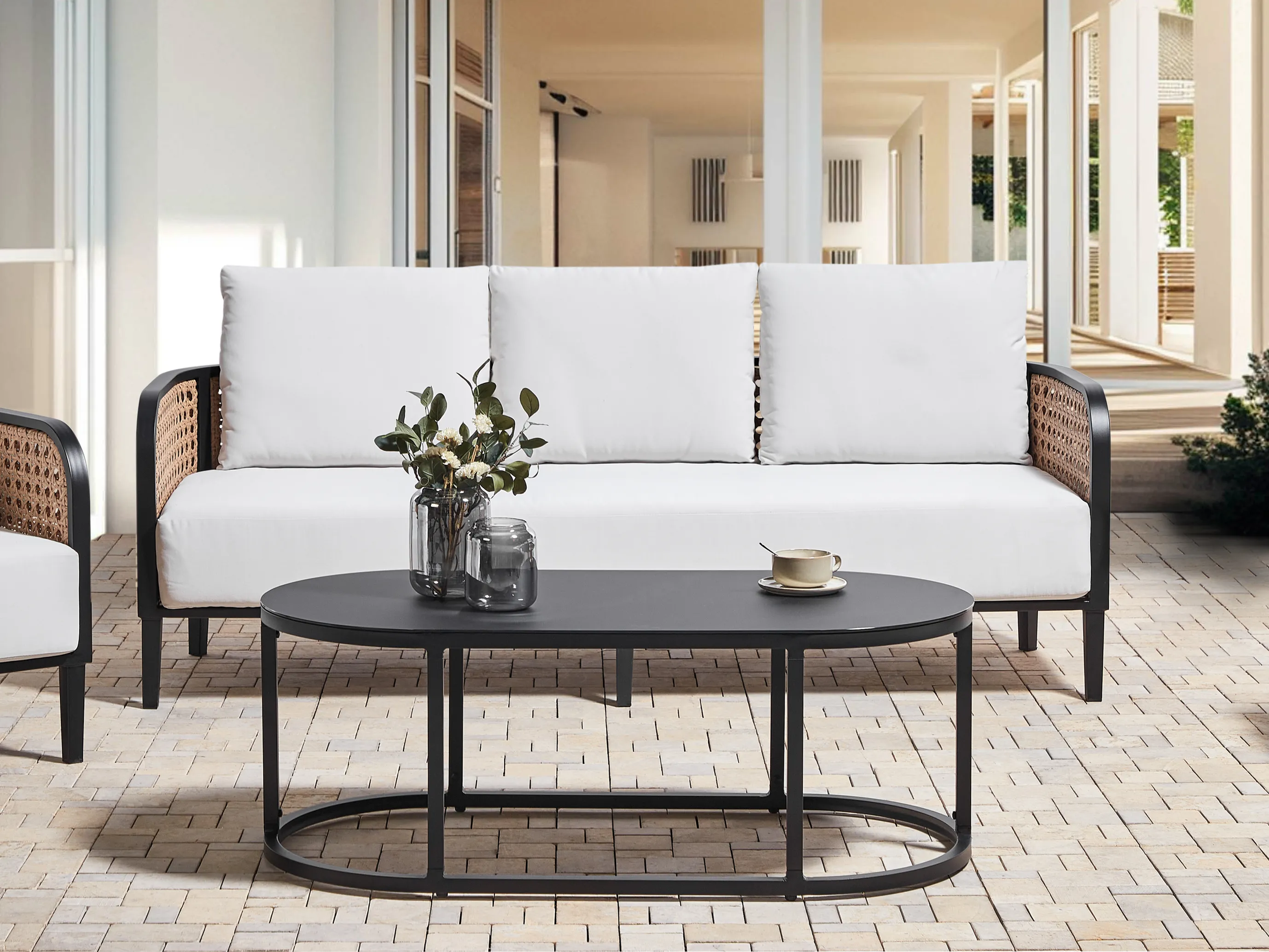 Loungeset met tafel 3-zits MONTEFALCO Metaal Wit
