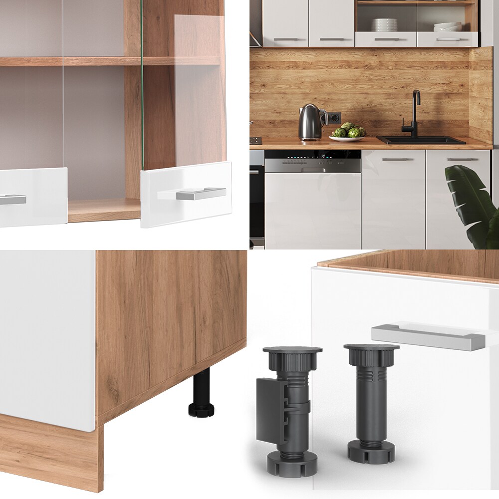 Vicco Küchenzeile Küchenblock Einbauküche R-Line 300cm Kühlumbauschrank Weiß
