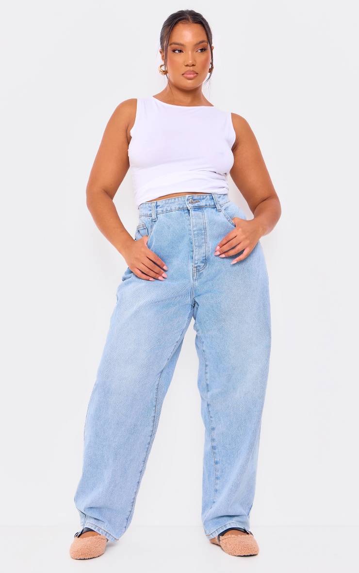 Light Blue Wash Prettylittlething Plus Jean Boyfriend