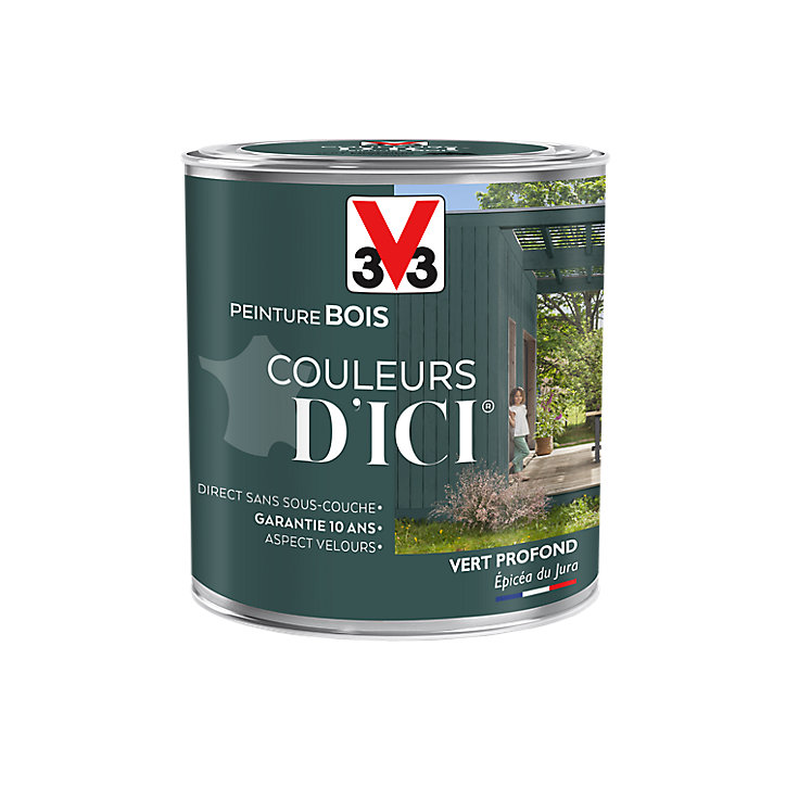 Peinture extérieure bois Couleurs d'ici vert profond Velours V33 0,5L