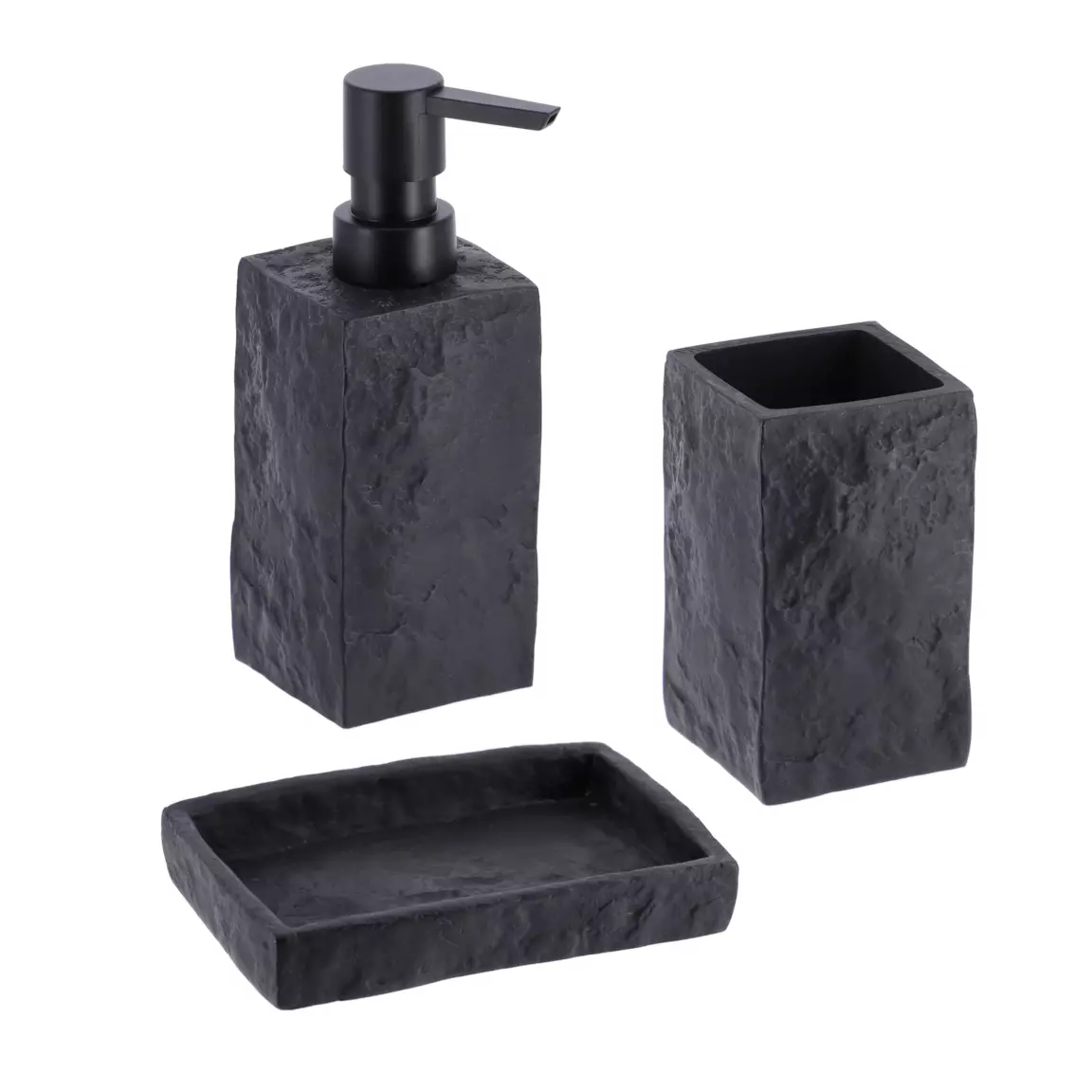 Set d'accessoires salle de bain Effet Pierre Noir