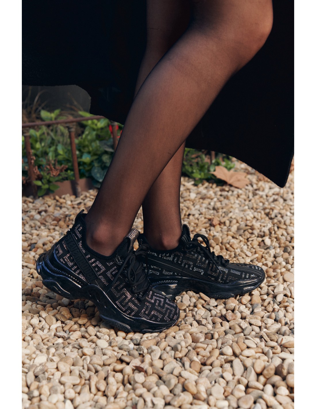 steve madden Baskets de ville Femme Maxout Sneaker Noir Paillettes