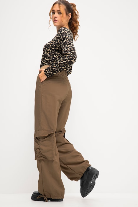 Cargohose, weites Bein, Cargotaschen, Saum-Bindeband