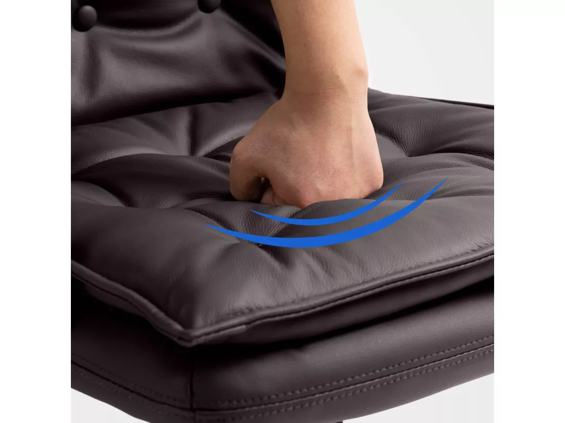 Chaise de bureau - Véritable cuir & Métal chromé - Marron - Sotira