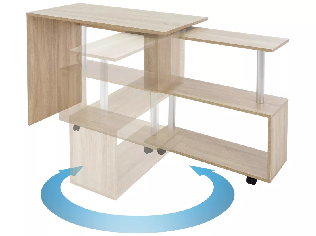 Bureau en angle sonoma table de travail pivotant 90° ML-DESIGN