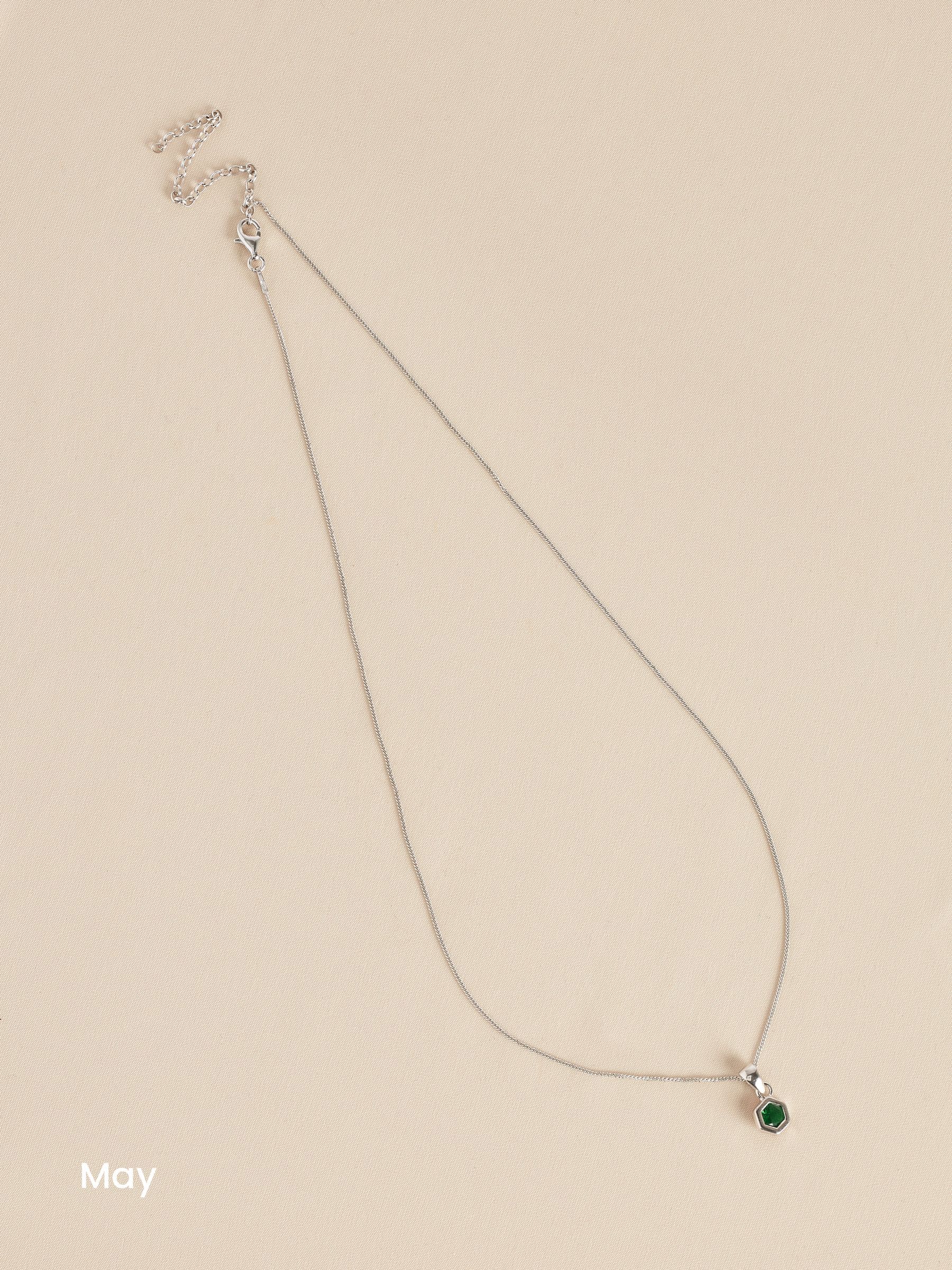 Echt zilver - Ketting met zeshoekige geboortesteen