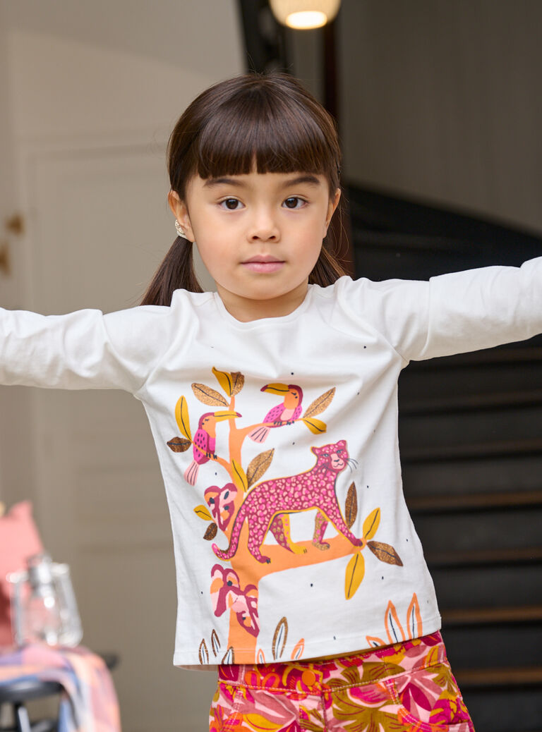T-shirt écru à animation panthère