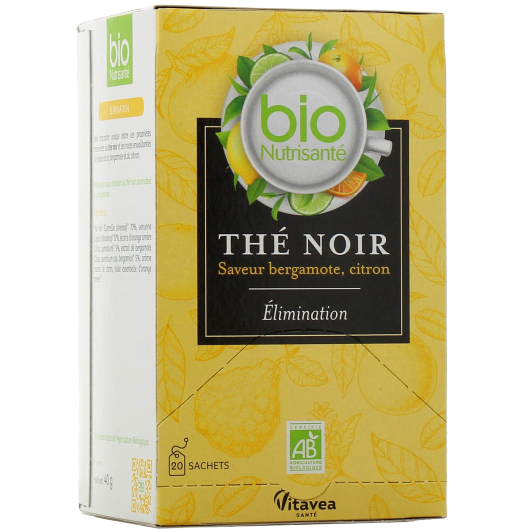 Nutrisanté thé noir élimination drainage bio saveur bergamote citron