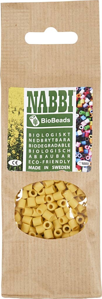 Rør Perler Til Perleplader - Medium - Gul - 1000 Stk. - Nabbi Biobeads