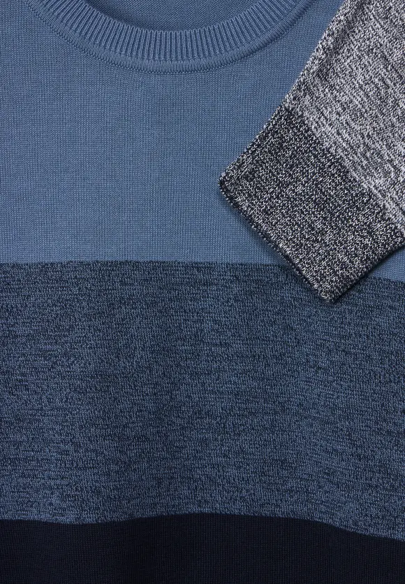 Gestreifter Strickpullover - deep space blue