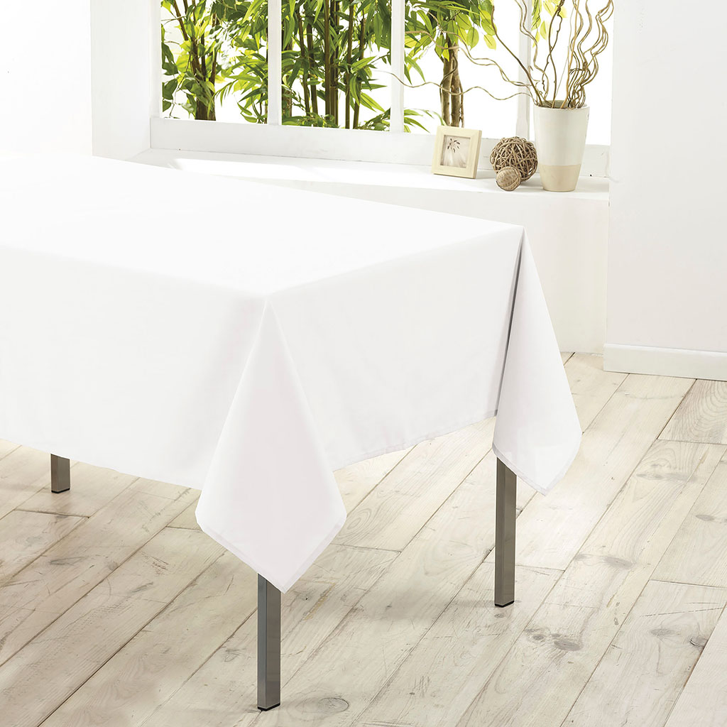 Nappe rectangulaire anti-taches ESSENTIEL blanche 140x200cm