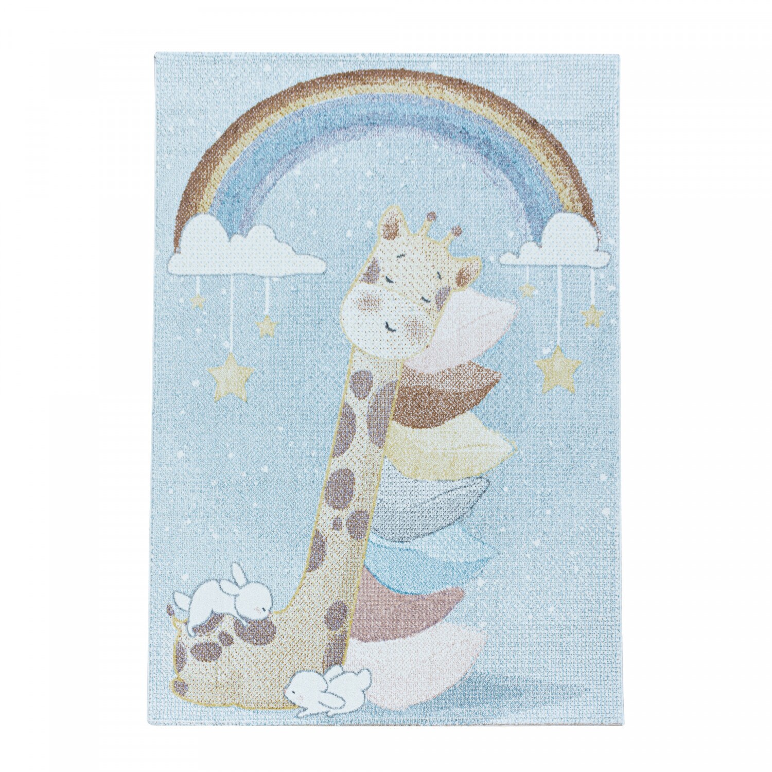Zauberhafter Kinderteppich: Regenbogen & Giraffe Design | Rechteckig