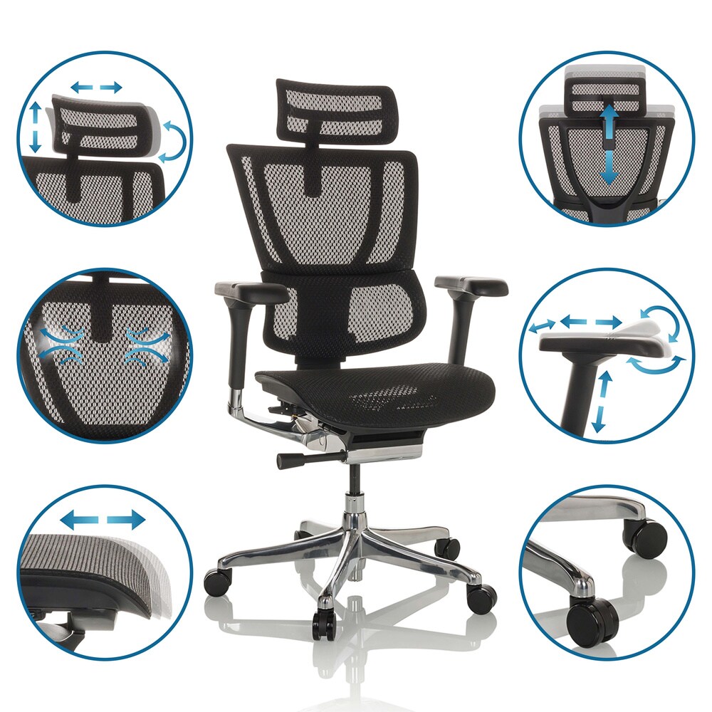 Luxus Chefsessel ERGOHUMAN SLIM GEN2 Netzstoff mit Armlehnen (höhenverstellbar) hjh OFFICE