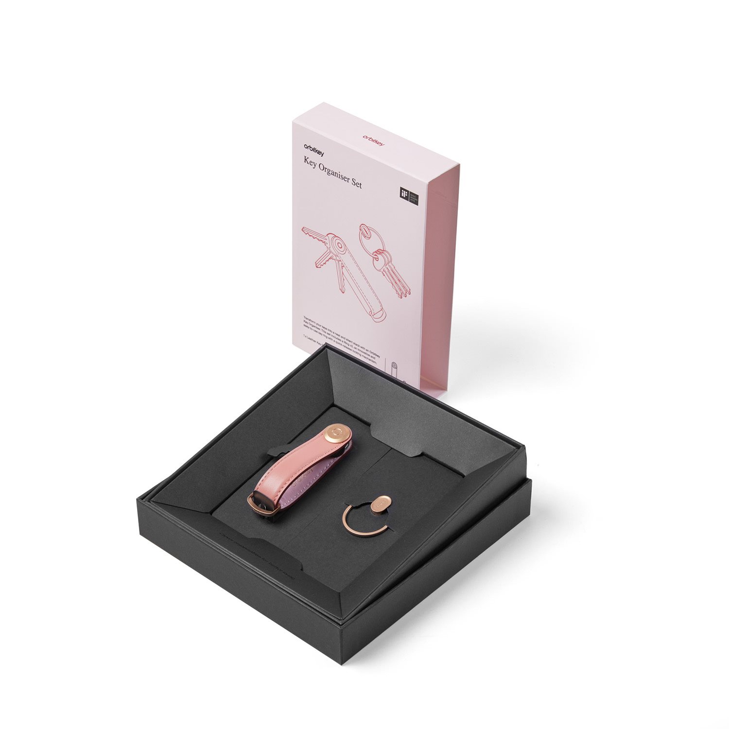Orbitkey Leather Key Organiser + Ring V2 cotton candy