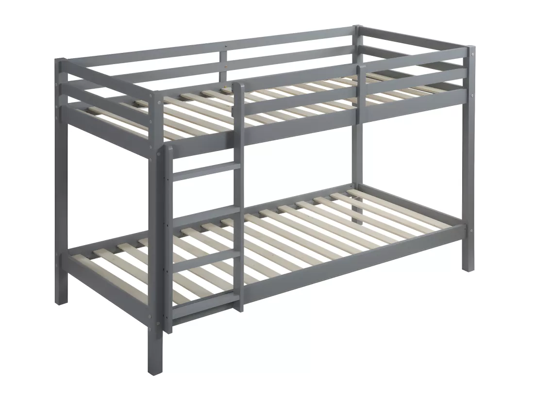 Lits superposés ANICET II - 2 x 90 x 190cm - Pin Massif - Gris
