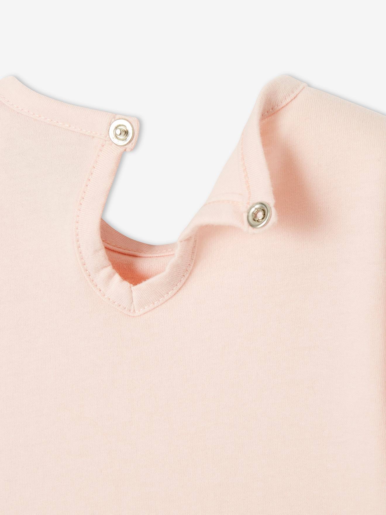 Camiseta Snoopy Peanuts® para bebê, rosa médio, lisa com estampas.
