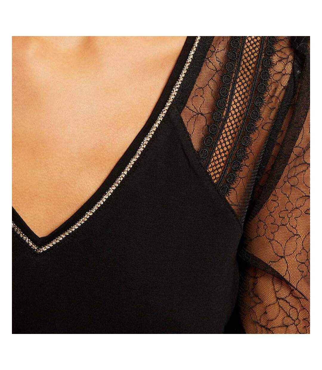 Top Noir dentelle Femme Morgan Tuc
