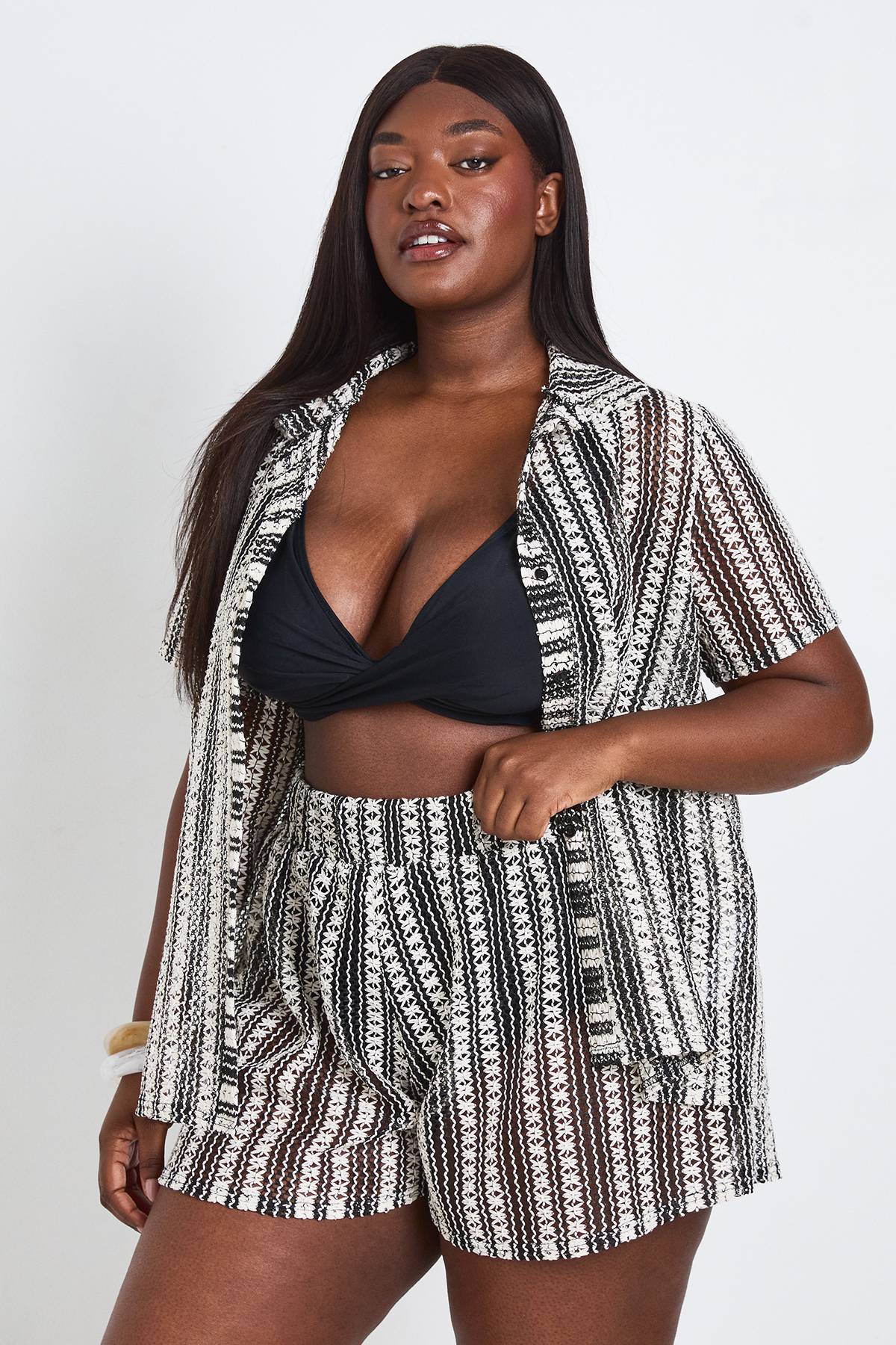 boohoo Short De Plage En Crochet Grande Taille