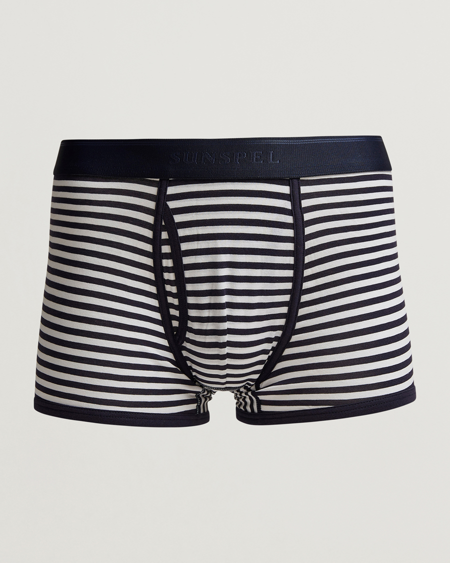Sunspel Superfine Two Button Cotton Navy/White